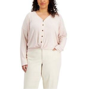 Hippie Rose Juniors Trendy Plus
Size Twist-Front Top, Hush Pink,1X